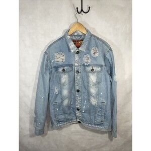 Rolling Paper Denim Jean Jacket Distressed Size L Men